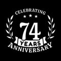 74 years anniversary celebration logotype. 74th anniversary logo. Vector and illustration.
