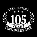 105 years anniversary celebration logotype. 105th anniversary logo. Vector and illustration.