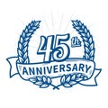 45 years anniversary celebration logotype. 45th anniversary logo. Vector and illustration. Royalty Free Stock Photo