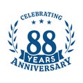 88 years anniversary celebration logotype. 88th anniversary logo. Vector and illustration.