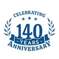 140 years anniversary celebration logotype. 140th anniversary logo. Vector and illustration.