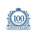 100 years celebrating anniversary design template. 100th anniversary logo. Vector and illustration. Royalty Free Stock Photo