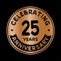 25 years celebrating anniversary design template. Twenty fifth anniversary logo. Vector and illustration. Royalty Free Stock Photo