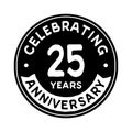 25 years celebrating anniversary design template. Twenty fifth anniversary logo. Vector and illustration. Royalty Free Stock Photo