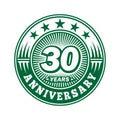 30 years anniversary celebration. 30th anniversary logo design. Thirty years logo. Royalty Free Stock Photo