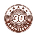 30 years anniversary celebration. 30th anniversary logo design. Thirty years logo. Royalty Free Stock Photo