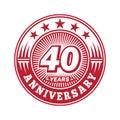 40 years anniversary celebration. 40th anniversary logo design. Forty years logo.