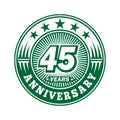 45 years anniversary celebration. 45th anniversary logo design. Forty-five years logo. Royalty Free Stock Photo