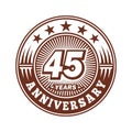 45 years anniversary celebration. 45th anniversary logo design. Forty-five years logo. Royalty Free Stock Photo