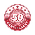 50 years anniversary celebration. 50th anniversary logo design. Fifty years logo. Royalty Free Stock Photo