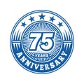 75 years anniversary celebration. 75th anniversary logo design. Seventy-five years logo.