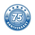 75 years anniversary celebration. 75th anniversary logo design. Seventy-five years logo. Royalty Free Stock Photo