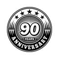 90 years anniversary celebration. 90th anniversary logo design. Ninety years logo.