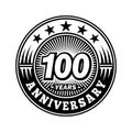 100 years anniversary celebration. 100th anniversary logo design. One hundred years logo. Royalty Free Stock Photo