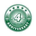4 years anniversary celebration. 4th anniversary logo design. Four years logo. Royalty Free Stock Photo