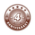 4 years anniversary celebration. 4th anniversary logo design. Four years logo. Royalty Free Stock Photo