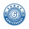 6 years anniversary celebration. 6th anniversary logo design. Six years logo. Royalty Free Stock Photo