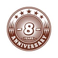 8 years anniversary celebration. 8th anniversary logo design. Eight years logo. Royalty Free Stock Photo