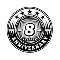 8 years anniversary celebration. 8th anniversary logo design. Eight years logo.