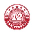 12 years anniversary celebration. 12th anniversary logo design. Twelve years logo. Royalty Free Stock Photo