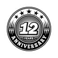 12 years anniversary celebration. 12th anniversary logo design. Twelve years logo. Royalty Free Stock Photo
