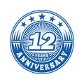 12 years anniversary celebration. 12th anniversary logo design. Twelve years logo.