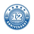 12 years anniversary celebration. 12th anniversary logo design. Twelve years logo. Royalty Free Stock Photo