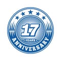17 years anniversary celebration. 17th anniversary logo design. Seventeen years logo. Royalty Free Stock Photo