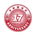 17 years anniversary celebration. 17th anniversary logo design. Seventeen years logo. Royalty Free Stock Photo