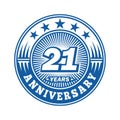 21 years anniversary celebration. 21st anniversary logo design. 21years logo. Royalty Free Stock Photo