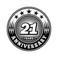21 years anniversary celebration. 21st anniversary logo design. 21years logo. Royalty Free Stock Photo