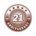 21 years anniversary celebration. 21st anniversary logo design. 21years logo. Royalty Free Stock Photo