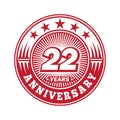 22 years anniversary celebration. 22nd anniversary logo design. 22years logo. Royalty Free Stock Photo