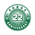 22 years anniversary celebration. 22nd anniversary logo design. 22years logo. Royalty Free Stock Photo