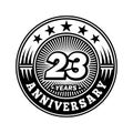 23 years anniversary celebration. 23rd anniversary logo design. 23years logo.