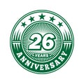 26 years anniversary celebration. 26th anniversary logo design. 26years logo. Royalty Free Stock Photo