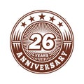 26 years anniversary celebration. 26th anniversary logo design. 26years logo. Royalty Free Stock Photo