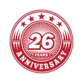 26 years anniversary celebration. 26th anniversary logo design. 26years logo. Royalty Free Stock Photo