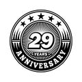 29 years anniversary celebration. 29th anniversary logo design. 29years logo. Royalty Free Stock Photo