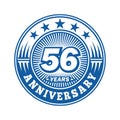 56 years anniversary celebration. 56th anniversary logo design. 56years logo. Royalty Free Stock Photo