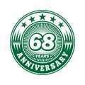 68 years anniversary celebration. 68th anniversary logo design. 68years logo.