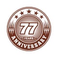 77 years anniversary celebration. 77th anniversary logo design. 77years logo.