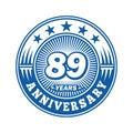89 years anniversary celebration. 89th anniversary logo design. 89years logo. Royalty Free Stock Photo