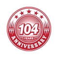 104 years anniversary celebration. 104th anniversary logo design. 104years logo.