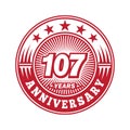 107 years anniversary celebration. 107th anniversary logo design. 107years logo.