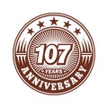 107 years anniversary celebration. 107th anniversary logo design. 107years logo.