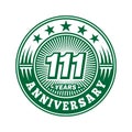 111 years anniversary celebration. 111th anniversary logo design. 111years logo.