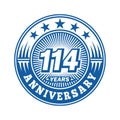 114 years anniversary celebration. 114th anniversary logo design. 114years logo.