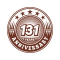 131years anniversary celebration. 131st anniversary logo design. 131years logo. Royalty Free Stock Photo