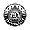 131years anniversary celebration. 131st anniversary logo design. 131years logo. Royalty Free Stock Photo